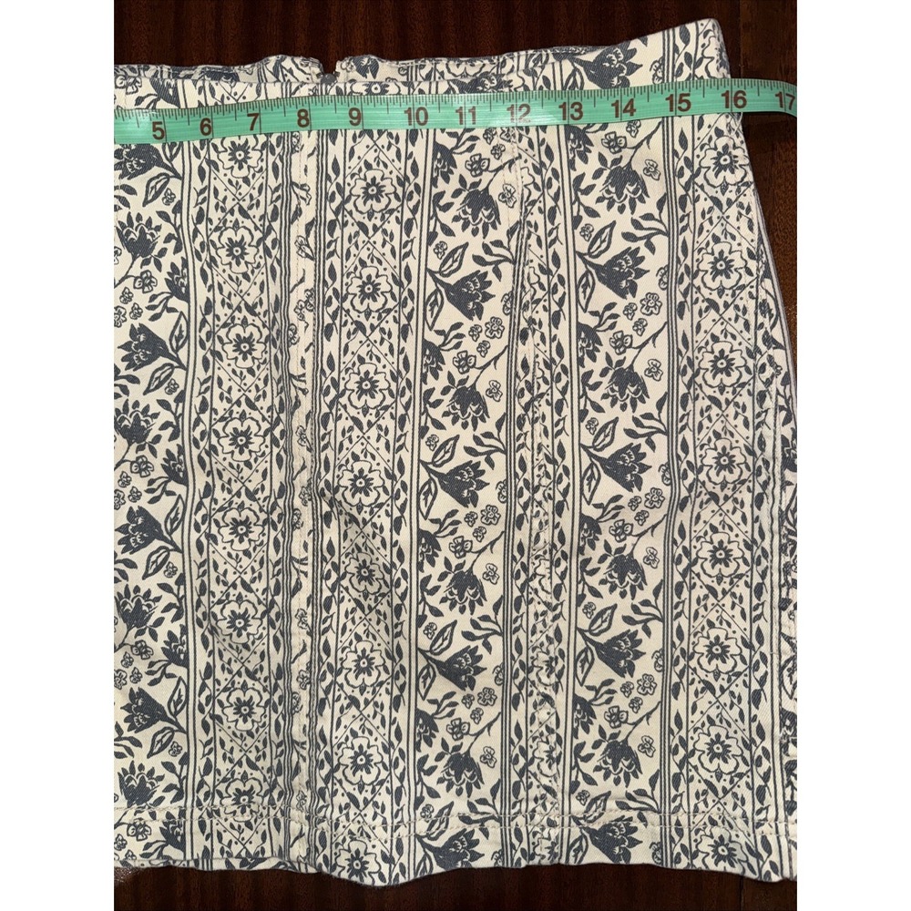 Free People Mini Skirt Women's Size 12 Modern Femme Floral Denim Blue Cream - Picture 5 of 7